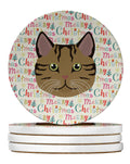 Scottish Straight Cat Christmas Large Sandstone Coasters Pack of 4