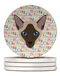 Siamese Modern Cat Christmas Large Sandstone Coasters Pack of 4