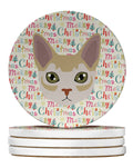 Singapura Cat Christmas Large Sandstone Coasters Pack of 4