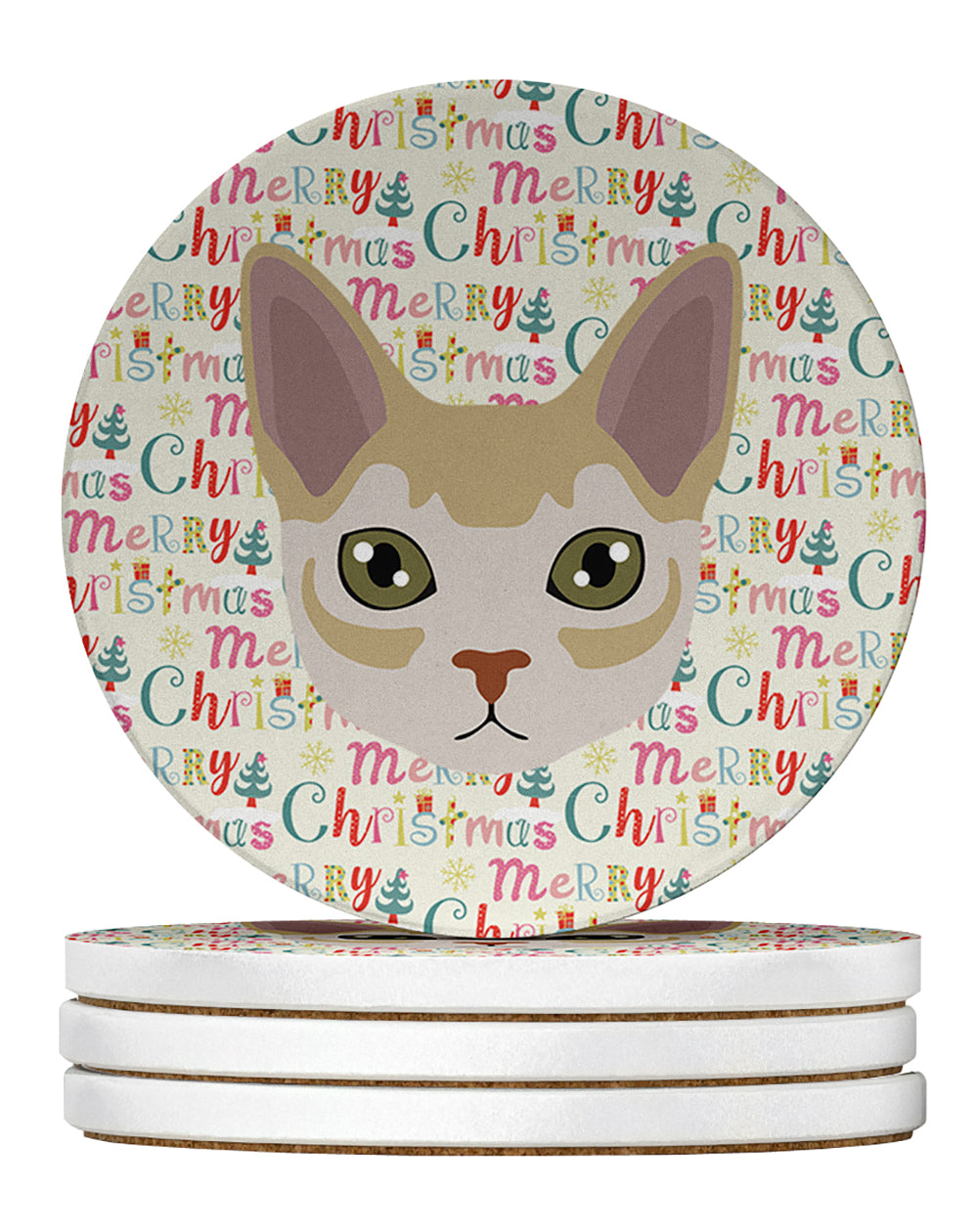 Singapura Cat Christmas Large Sandstone Coasters Pack of 4