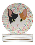 Skookum Cat Christmas Large Sandstone Coasters Pack of 4