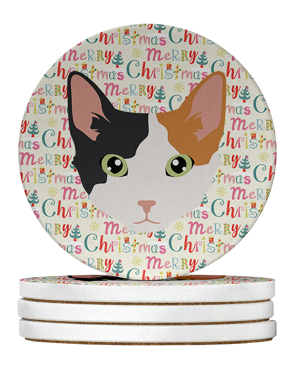 Skookum Cat Christmas Large Sandstone Coasters Pack of 4