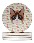 Snowshoe Cat Christmas Large Sandstone Coasters Pack of 4