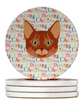 Somali Cat Christmas Large Sandstone Coasters Pack of 4