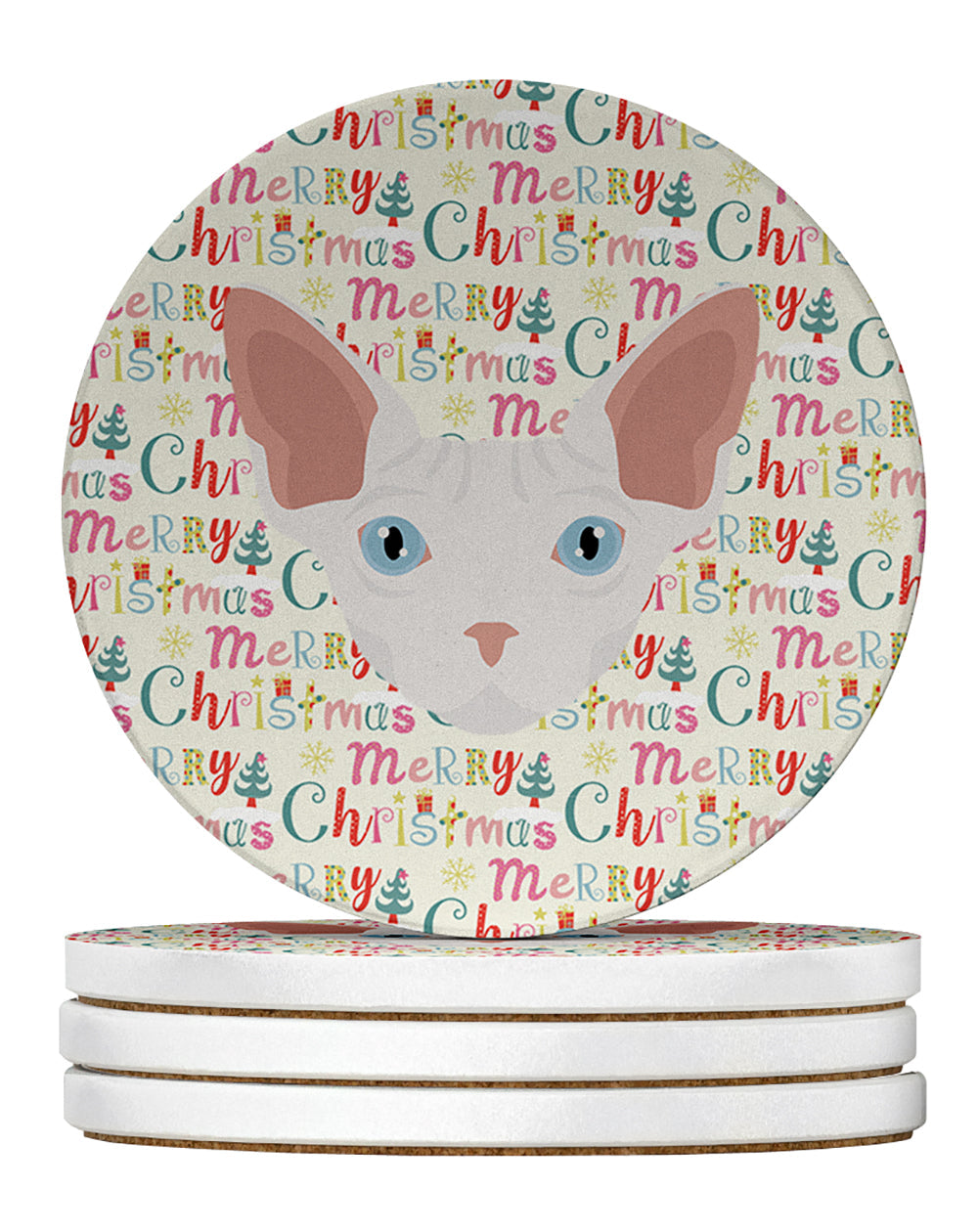 Sphynx Cat Christmas Large Sandstone Coasters Pack of 4