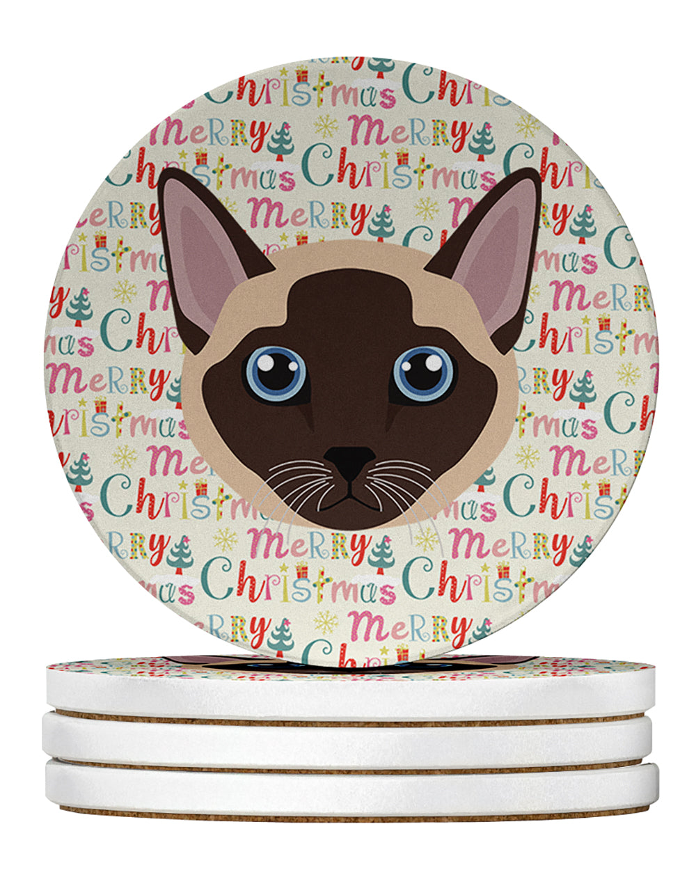 Tonkinese Cat Christmas Large Sandstone Coasters Pack of 4