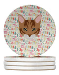 Toyger Cat Christmas Large Sandstone Coasters Pack of 4