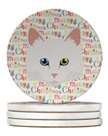 Turkish Angora Cat Christmas Large Sandstone Coasters Pack of 4