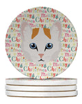 Turkish Van Cat Christmas Large Sandstone Coasters Pack of 4