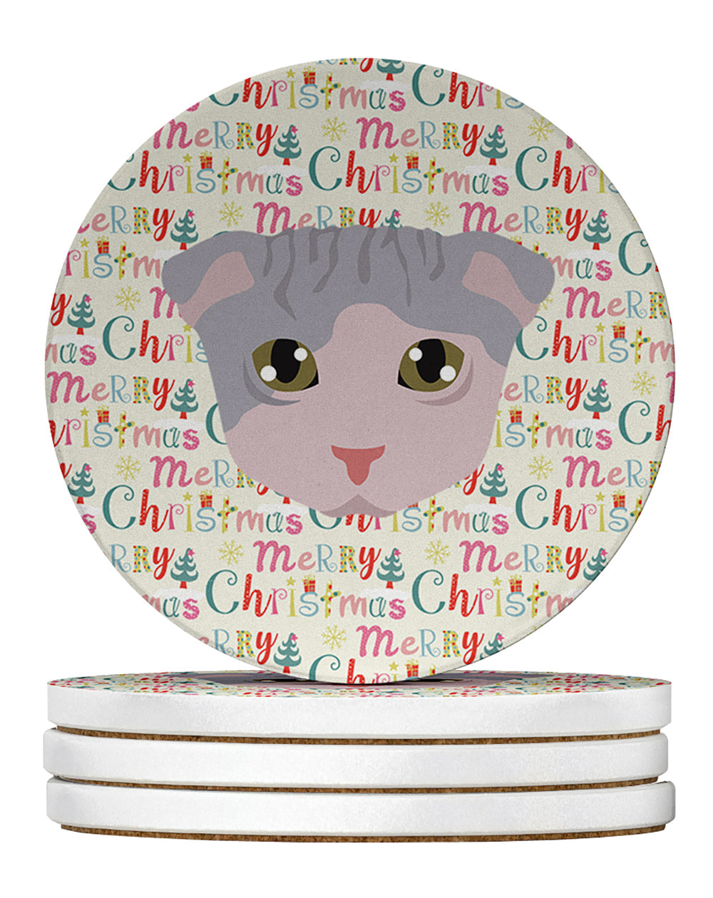 Ukrainian Levkoy Cat Christmas Large Sandstone Coasters Pack of 4