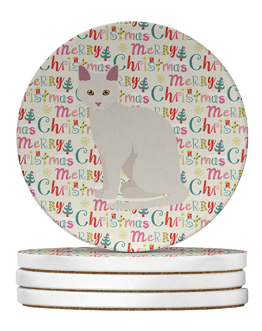 Aphrodite Giant Cat Christmas Large Sandstone Coasters Pack of 4