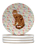 Bengal Cat Christmas Large Sandstone Coasters Pack of 4
