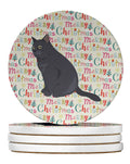 British Shorthair Cat Christmas Large Sandstone Coasters Pack of 4