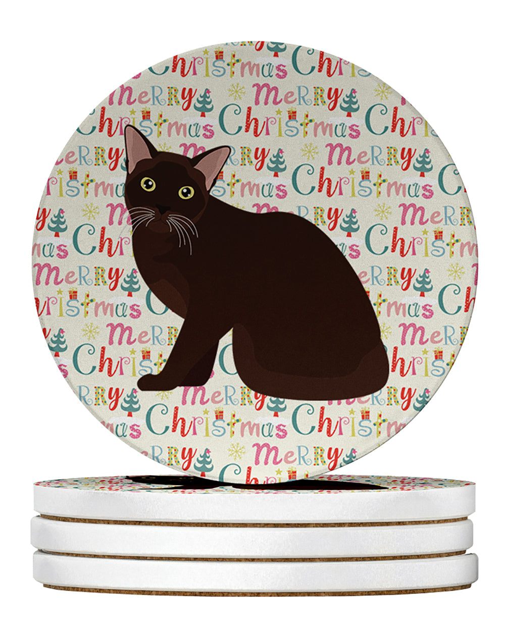 Burmese Cat Christmas Large Sandstone Coasters Pack of 4