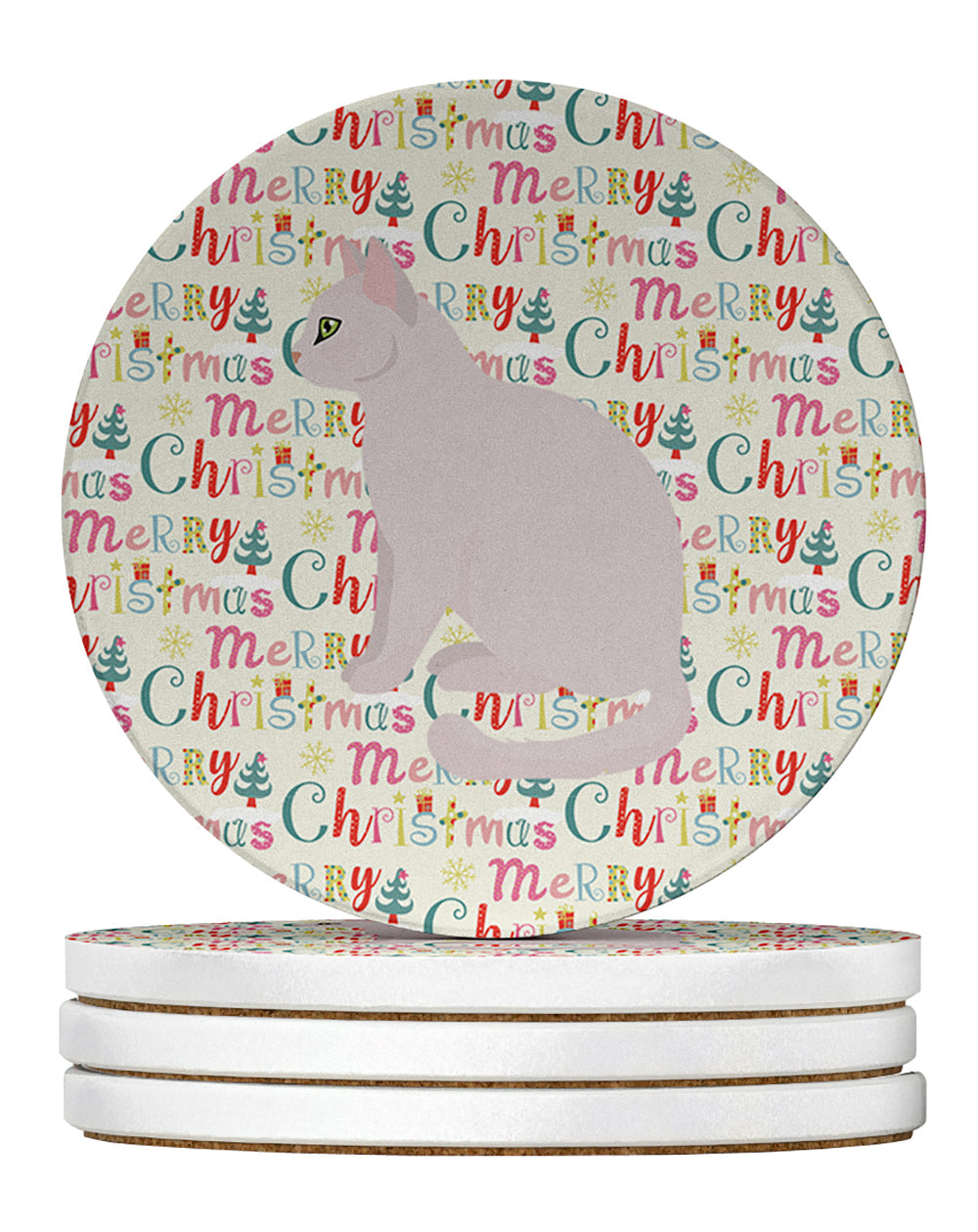 Burmilla #2 Cat Christmas Large Sandstone Coasters Pack of 4