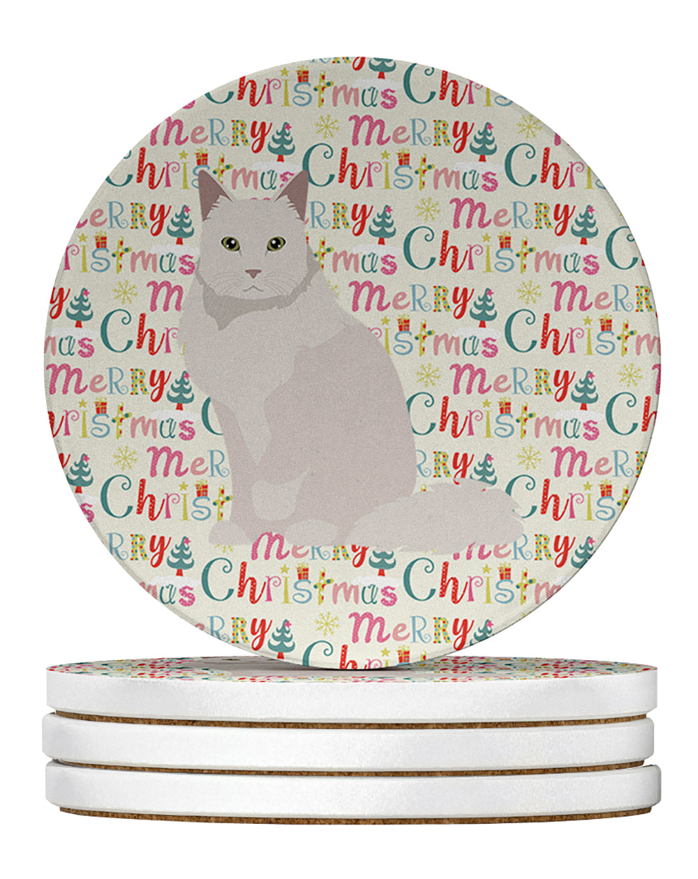 Chantilly Tiffany Cat Christmas Large Sandstone Coasters Pack of 4