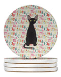 Devon Rex #3 Cat Christmas Large Sandstone Coasters Pack of 4
