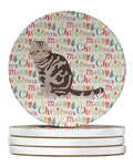 Foldex Exotic Fold Cat Christmas Large Sandstone Coasters Pack of 4