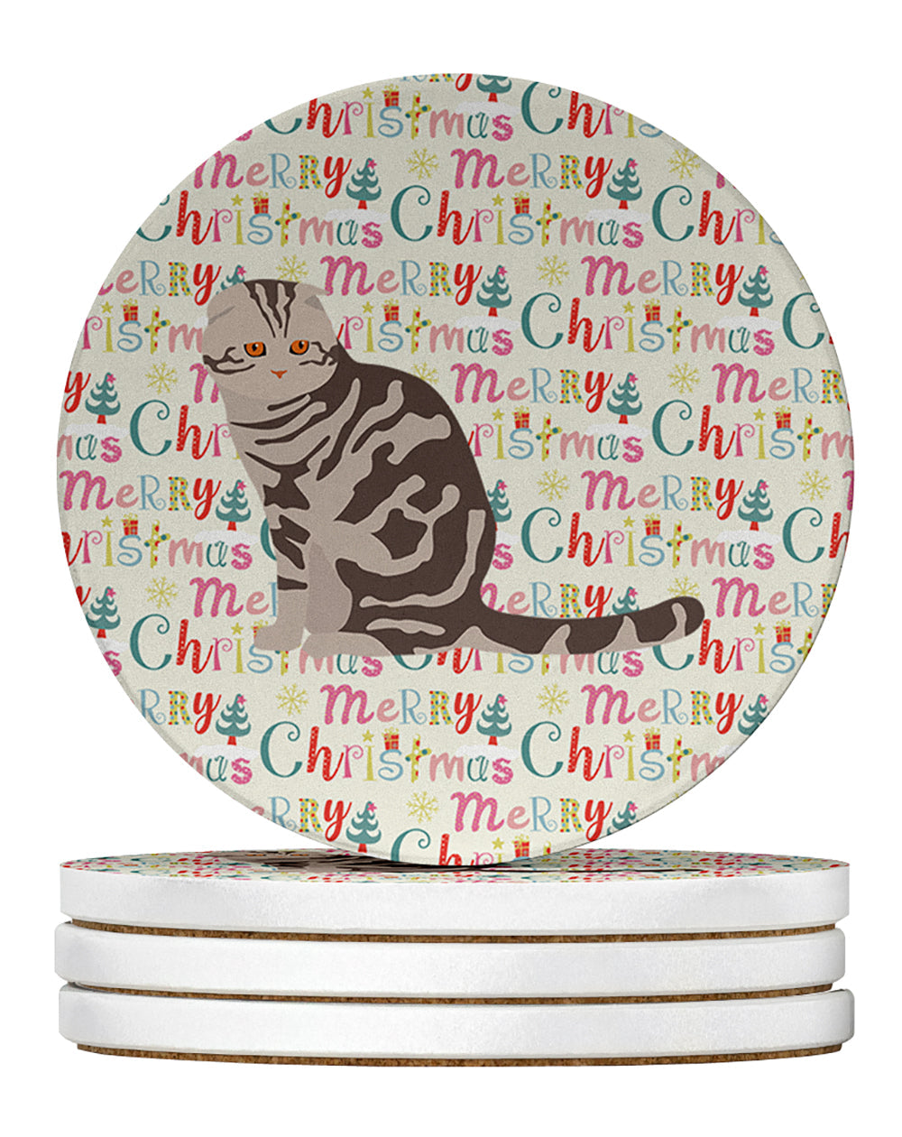Foldex Exotic Fold Cat Christmas Large Sandstone Coasters Pack of 4