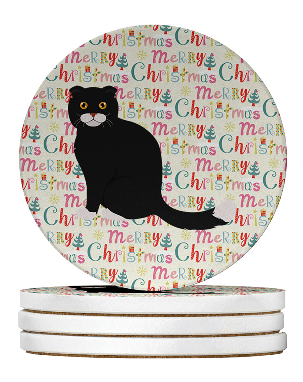 Foldex Exotic Fold #2 Cat Christmas Large Sandstone Coasters Pack of 4
