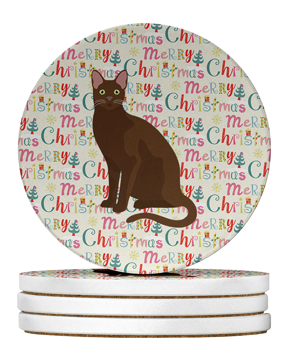 Havana Brown Cat Christmas Large Sandstone Coasters Pack of 4