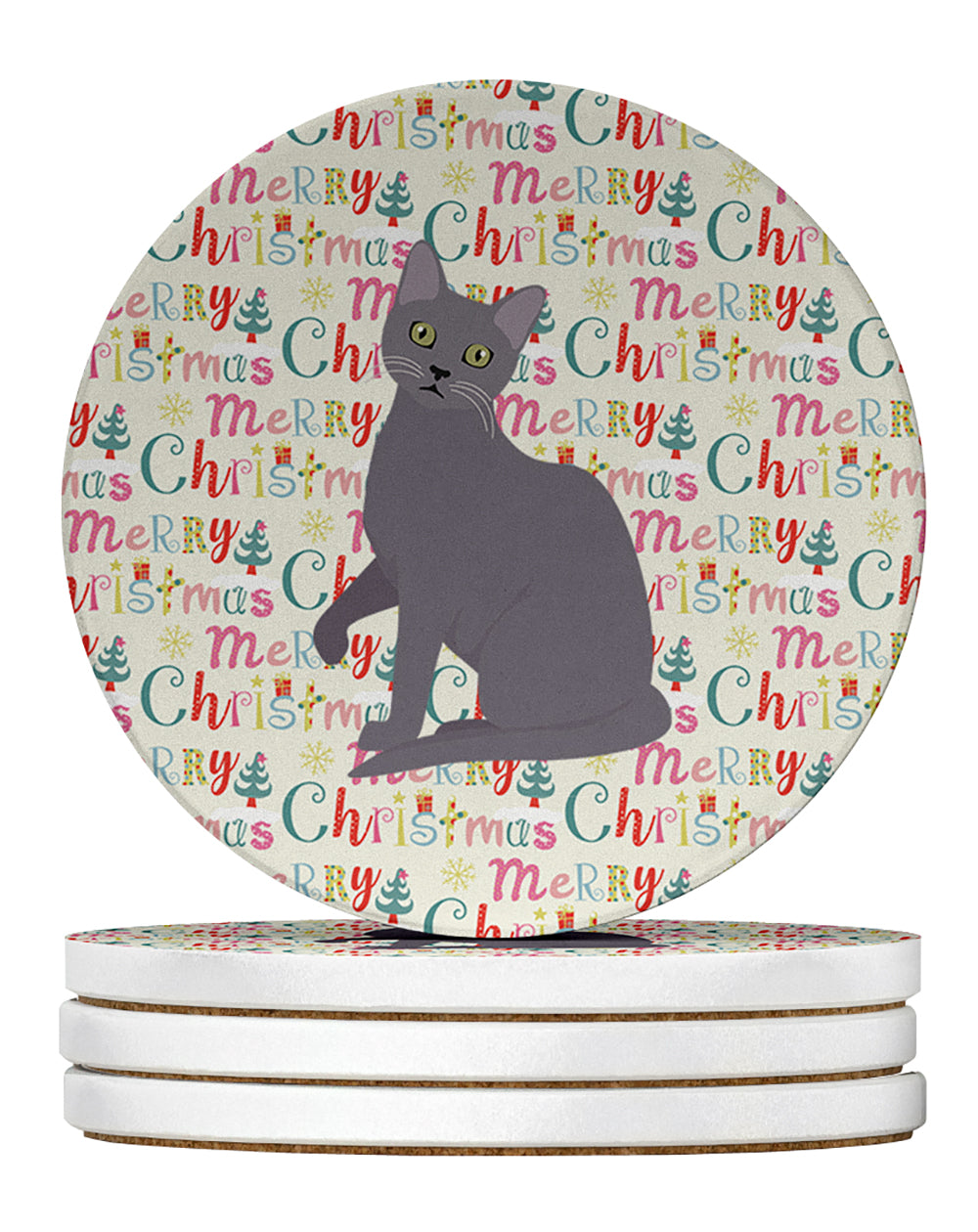 Korat Cat Christmas Large Sandstone Coasters Pack of 4