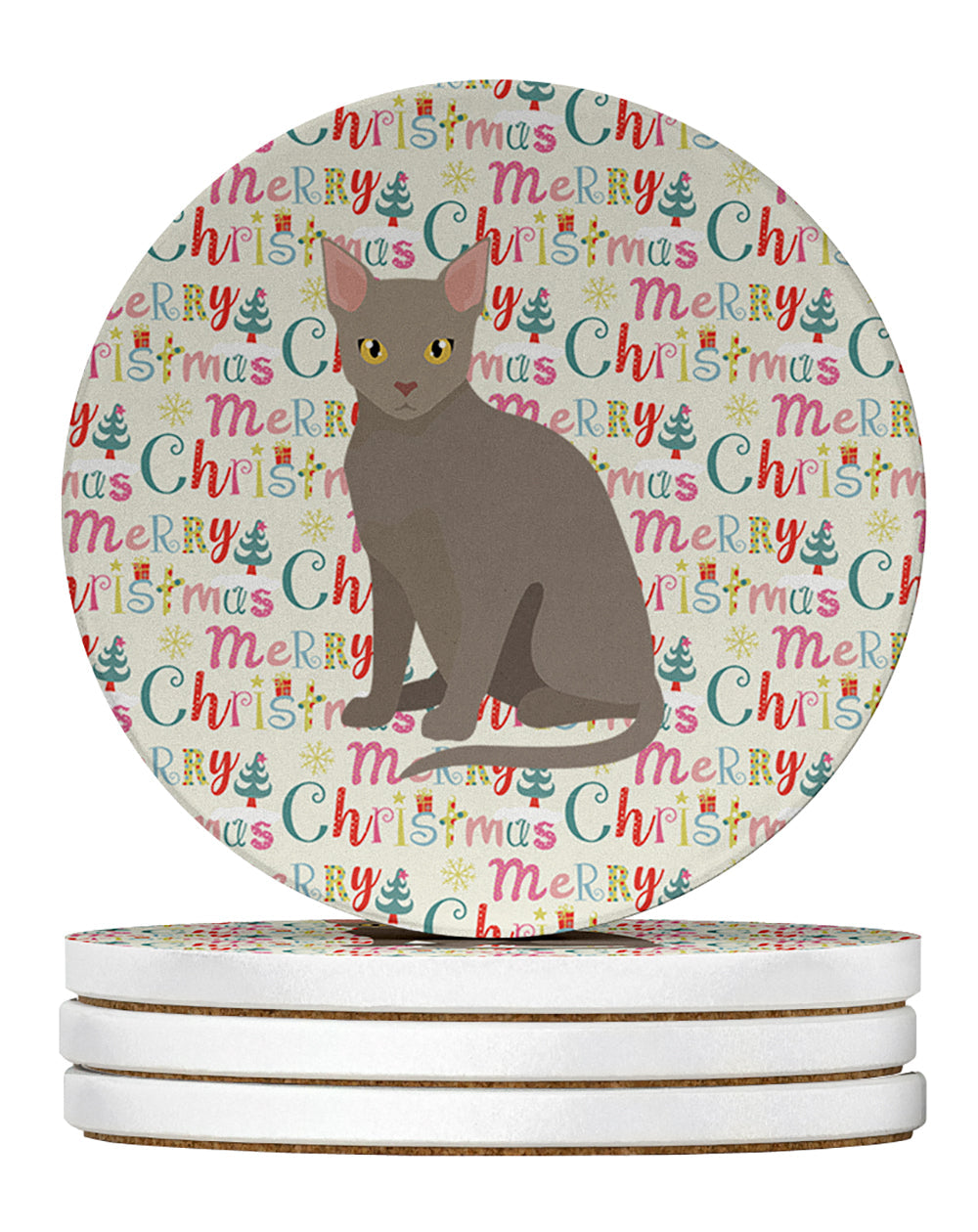 Malayan Cat Christmas Large Sandstone Coasters Pack of 4