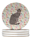 Ocicat Cat Christmas Large Sandstone Coasters Pack of 4
