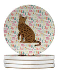 Ocicat #2 Cat Christmas Large Sandstone Coasters Pack of 4
