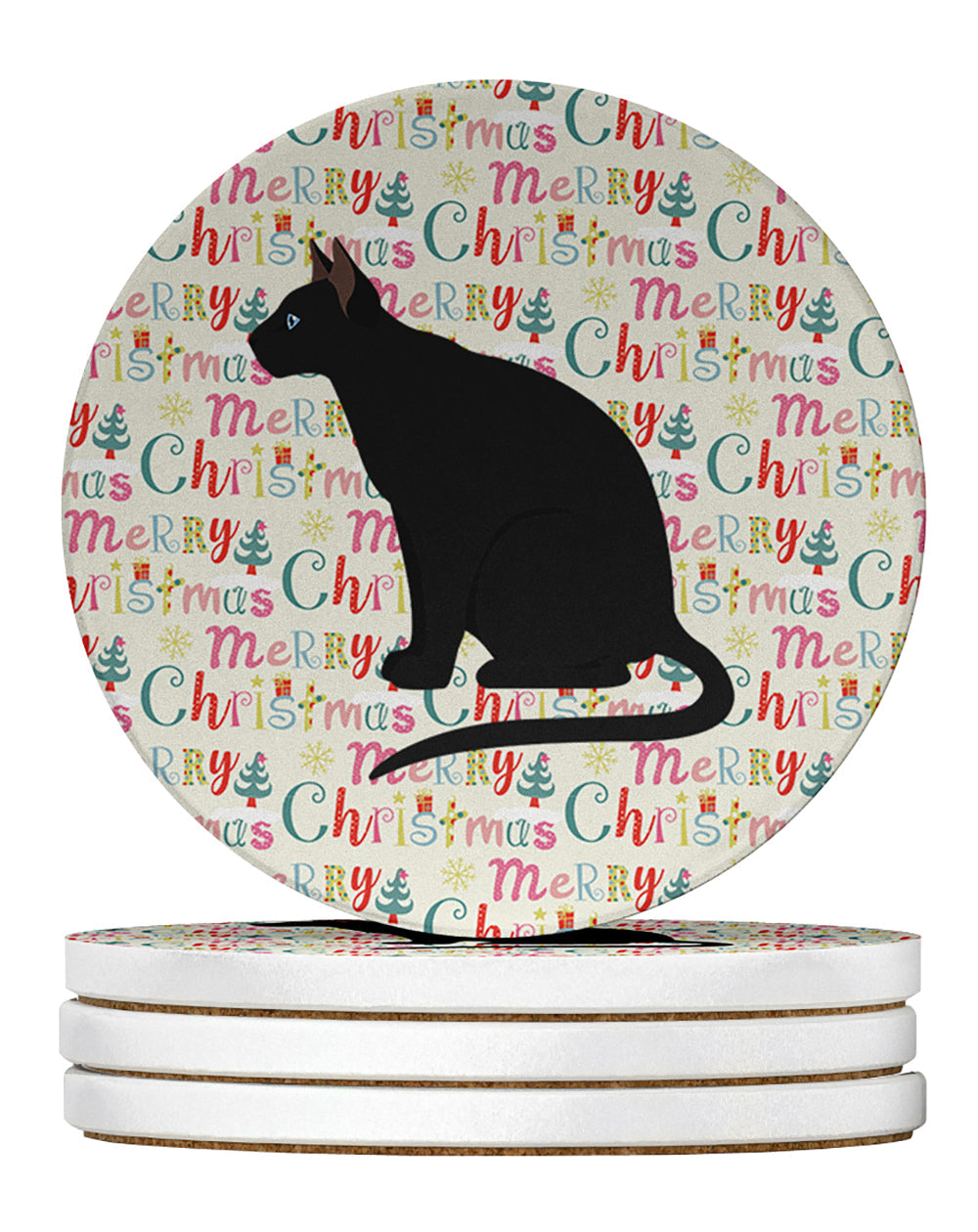 Ojos Azules Cat Christmas Large Sandstone Coasters Pack of 4