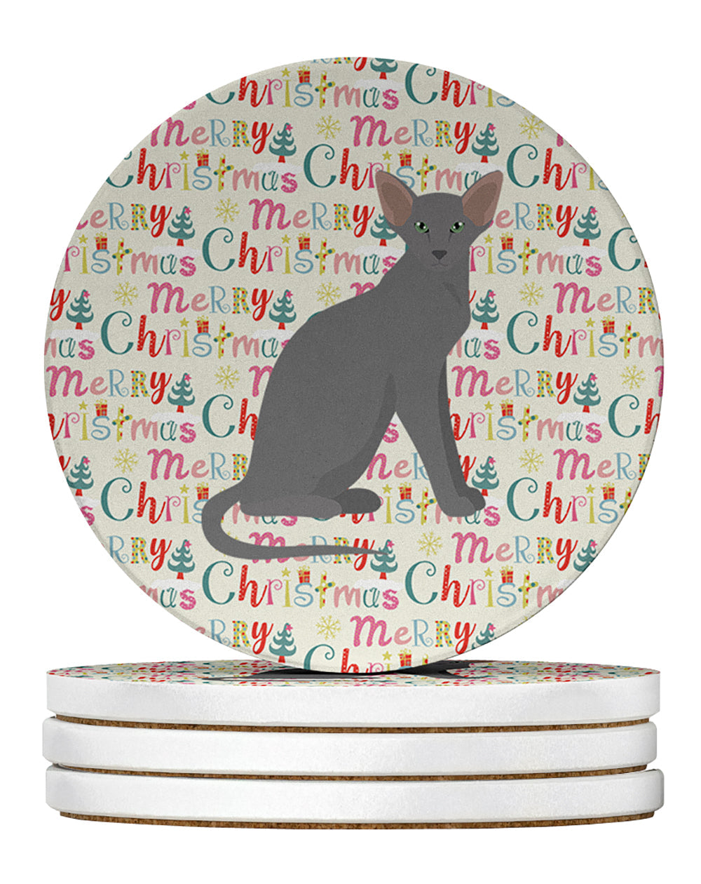 Oriental Shorthair Cat Christmas Large Sandstone Coasters Pack of 4