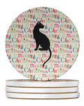 Pantherette Cat Christmas Large Sandstone Coasters Pack of 4