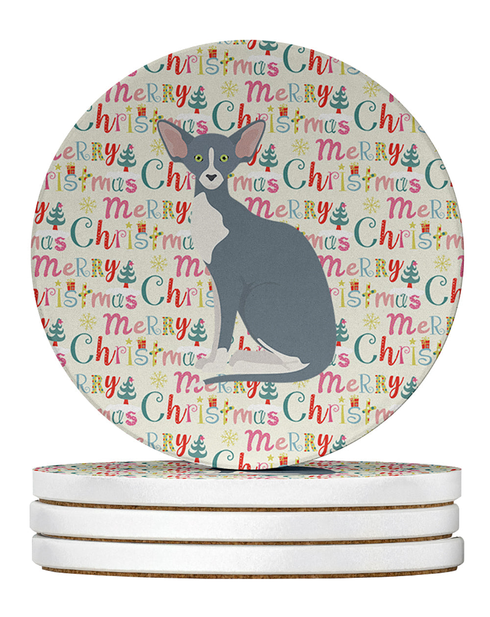 Peterbald Cat Christmas Large Sandstone Coasters Pack of 4