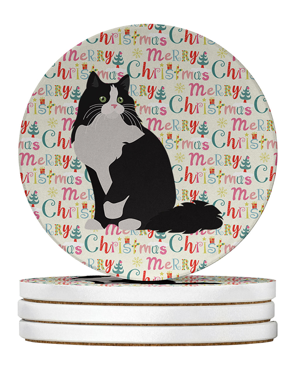 Ragamuffin Cat Christmas Large Sandstone Coasters Pack of 4