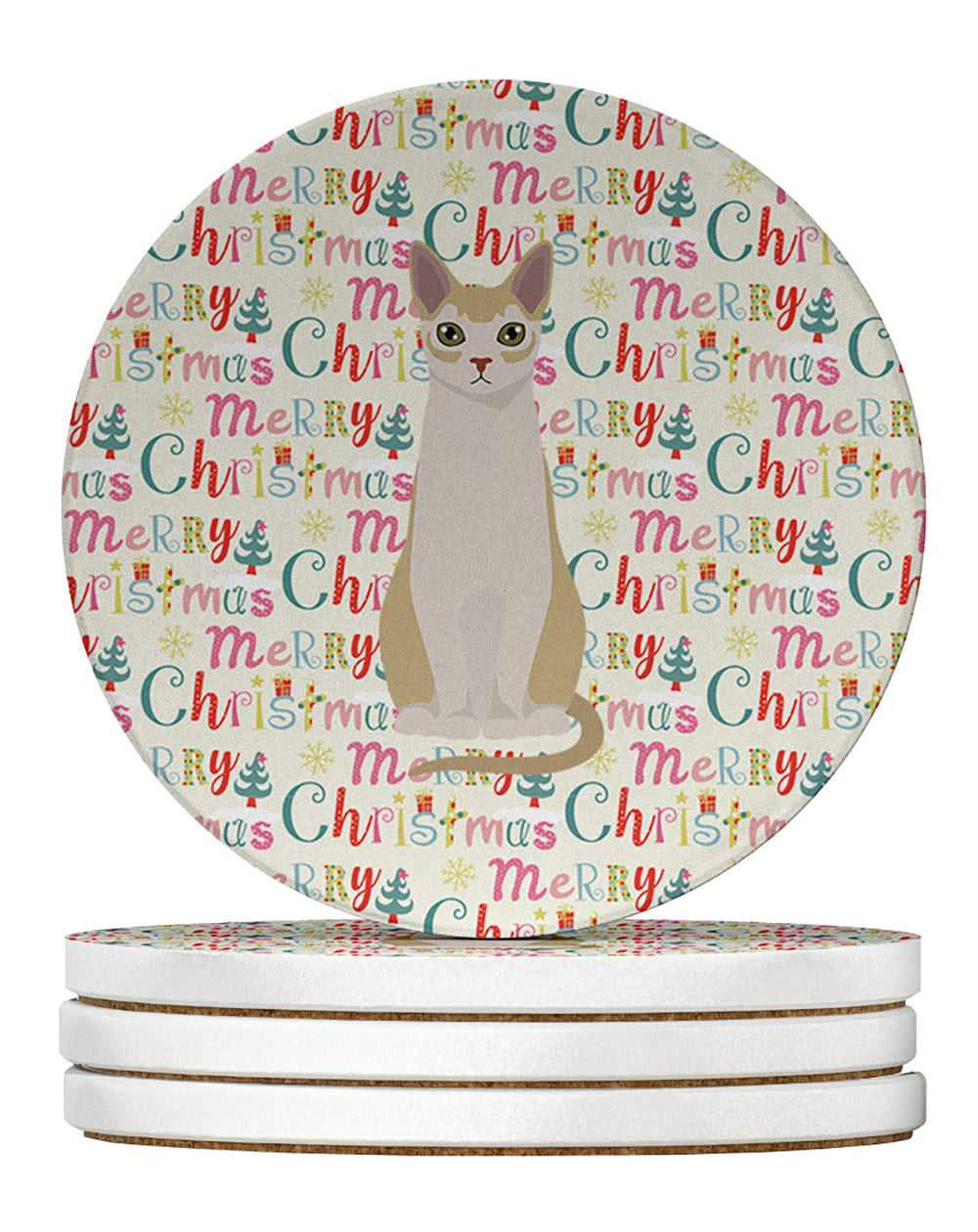 Singapura #2 Cat Christmas Large Sandstone Coasters Pack of 4