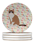 Snowshoe #2 Cat Christmas Large Sandstone Coasters Pack of 4