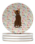 Suphalak Cat Christmas Large Sandstone Coasters Pack of 4
