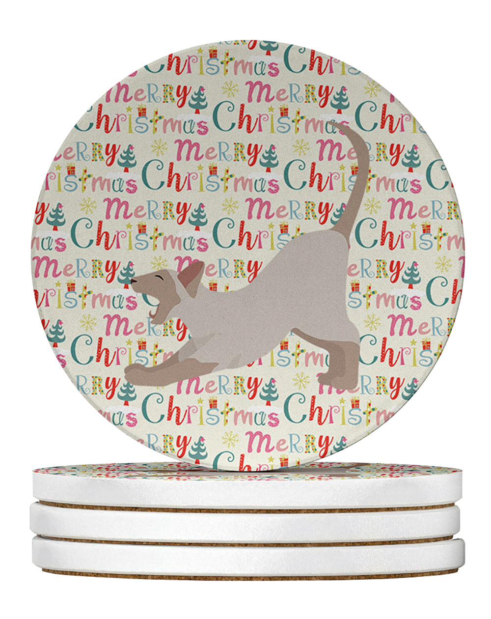 Thai Lilac Cat Christmas Large Sandstone Coasters Pack of 4