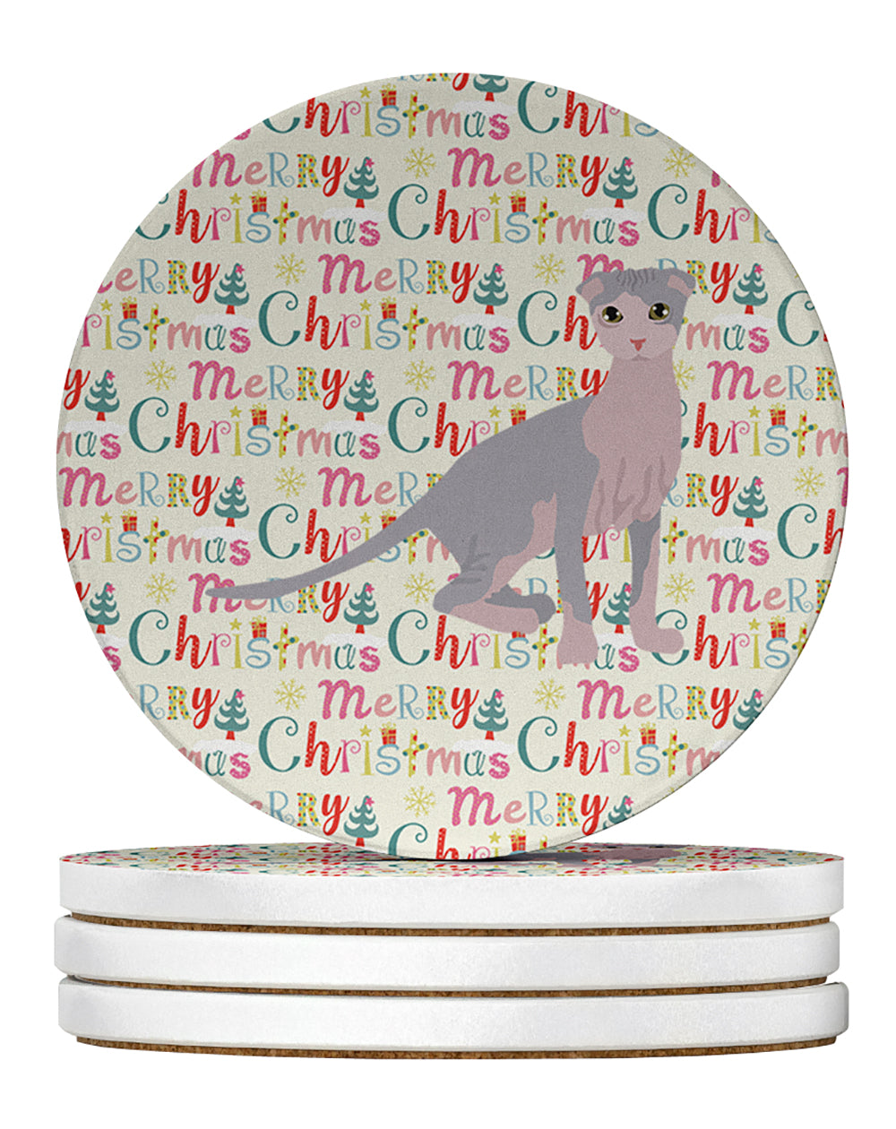 Ukrainian Levkoy Cat Christmas Large Sandstone Coasters Pack of 4