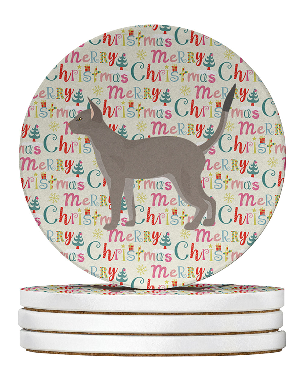 Blue Abyssinian Cat Christmas Large Sandstone Coasters Pack of 4