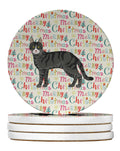 Tricolour Aegean Cat Christmas Large Sandstone Coasters Pack of 4
