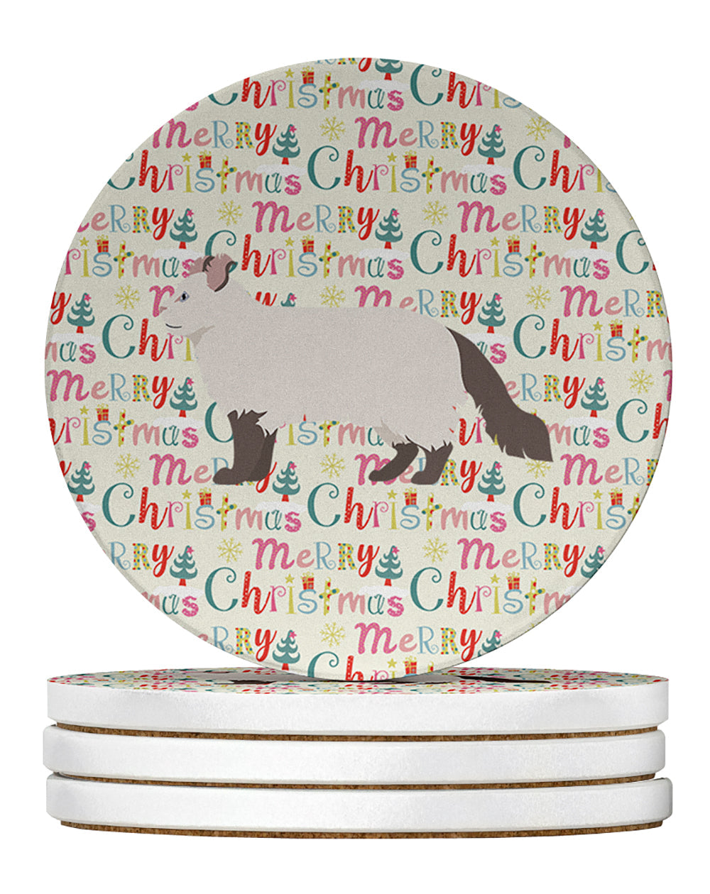 American Curl #2 Cat Christmas Large Sandstone Coasters Pack of 4
