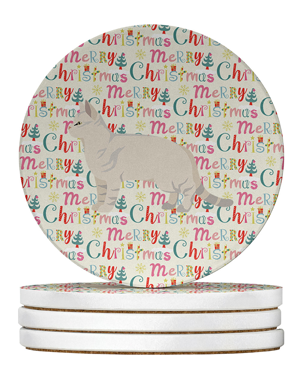 American Shorthair #2 Cat Christmas Large Sandstone Coasters Pack of 4