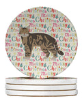 American Wirehair #1 Cat Christmas Large Sandstone Coasters Pack of 4