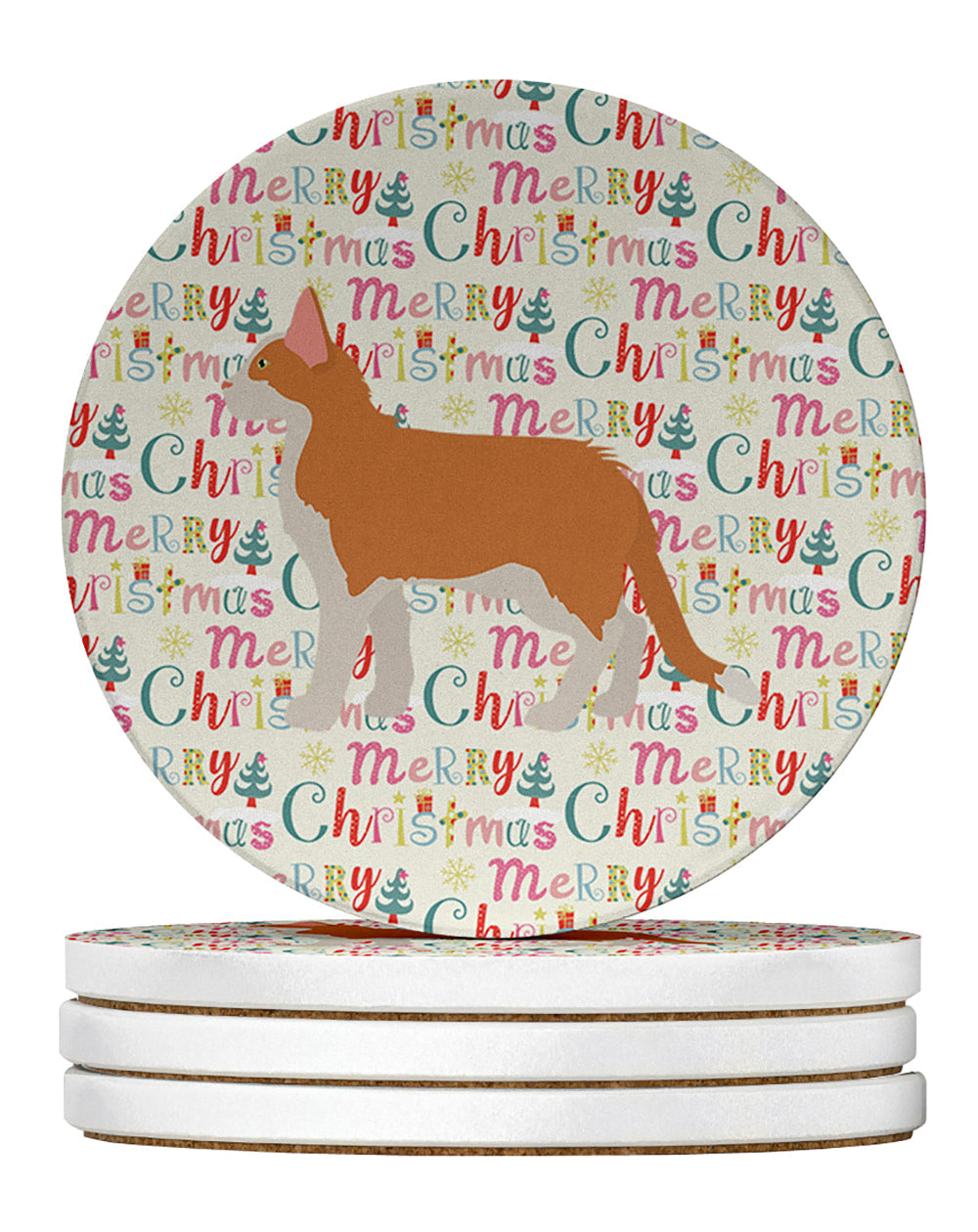 Aphrodite Giant #2 Cat Christmas Large Sandstone Coasters Pack of 4