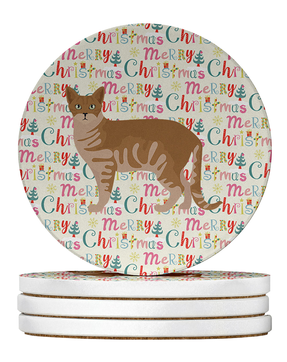 Australian Mist #1 Cat Christmas Large Sandstone Coasters Pack of 4
