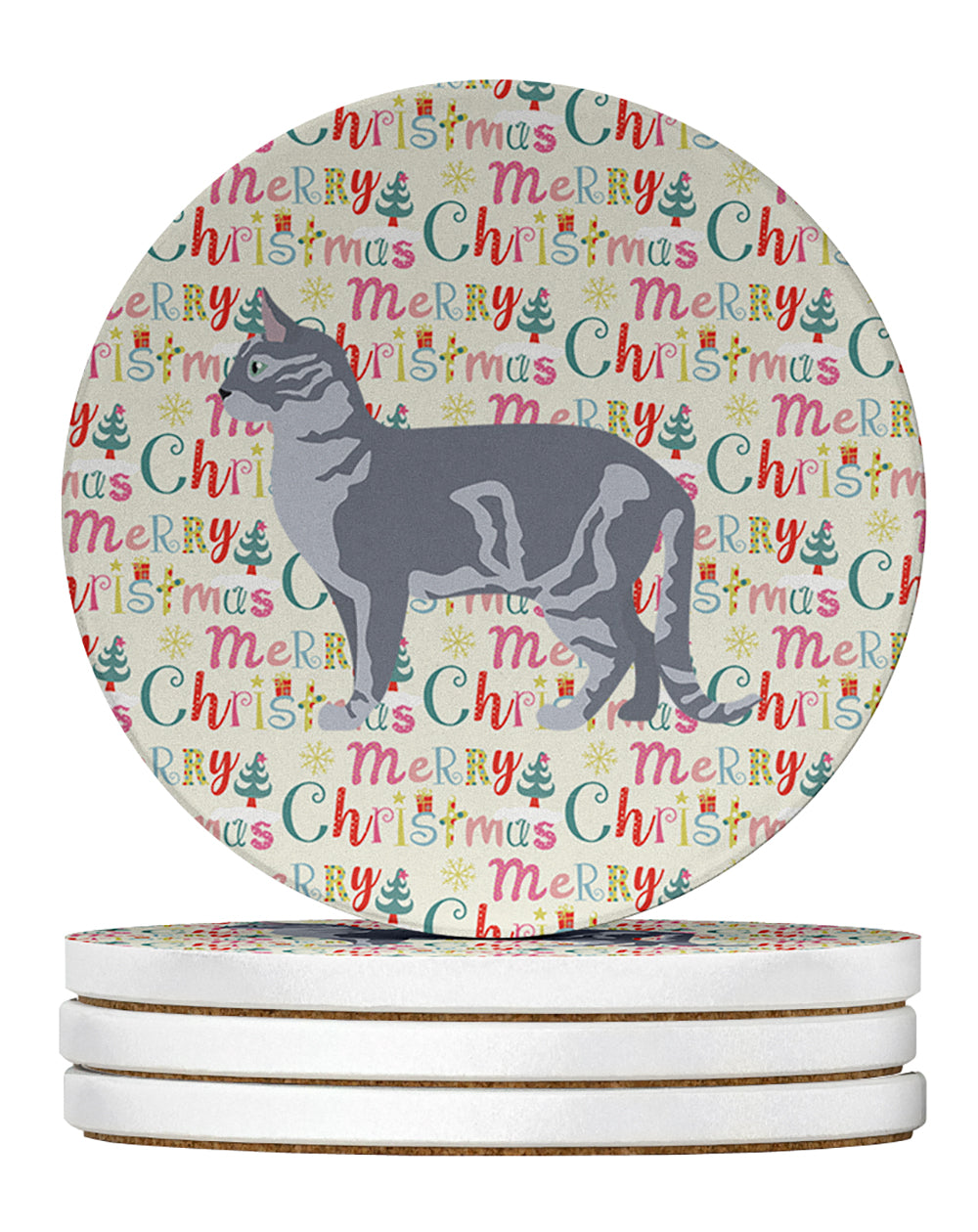 Australian Mist #2 Cat Christmas Large Sandstone Coasters Pack of 4