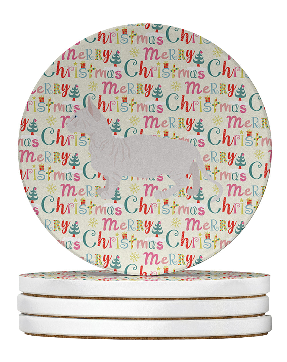 Bambino #2 Cat Christmas Large Sandstone Coasters Pack of 4