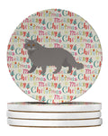 British Longhair Cat Christmas Large Sandstone Coasters Pack of 4