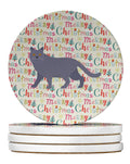 British Shorthair #1 Cat Christmas Large Sandstone Coasters Pack of 4